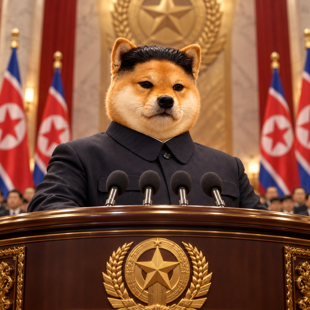 Kim Jong Inu delivering a grand speech